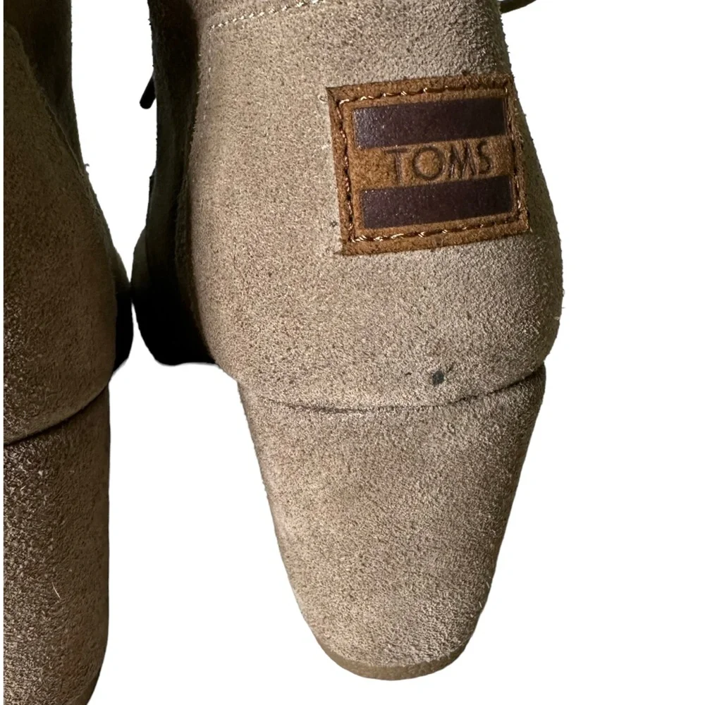 TOMS Ankle Booties Suede Leather Lace Up Wedges Women's‎ Shoes Size 8